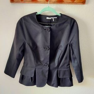 Women Leon Max Limited Edition Black Button-front Three Quarter Sleeve Blazer 8